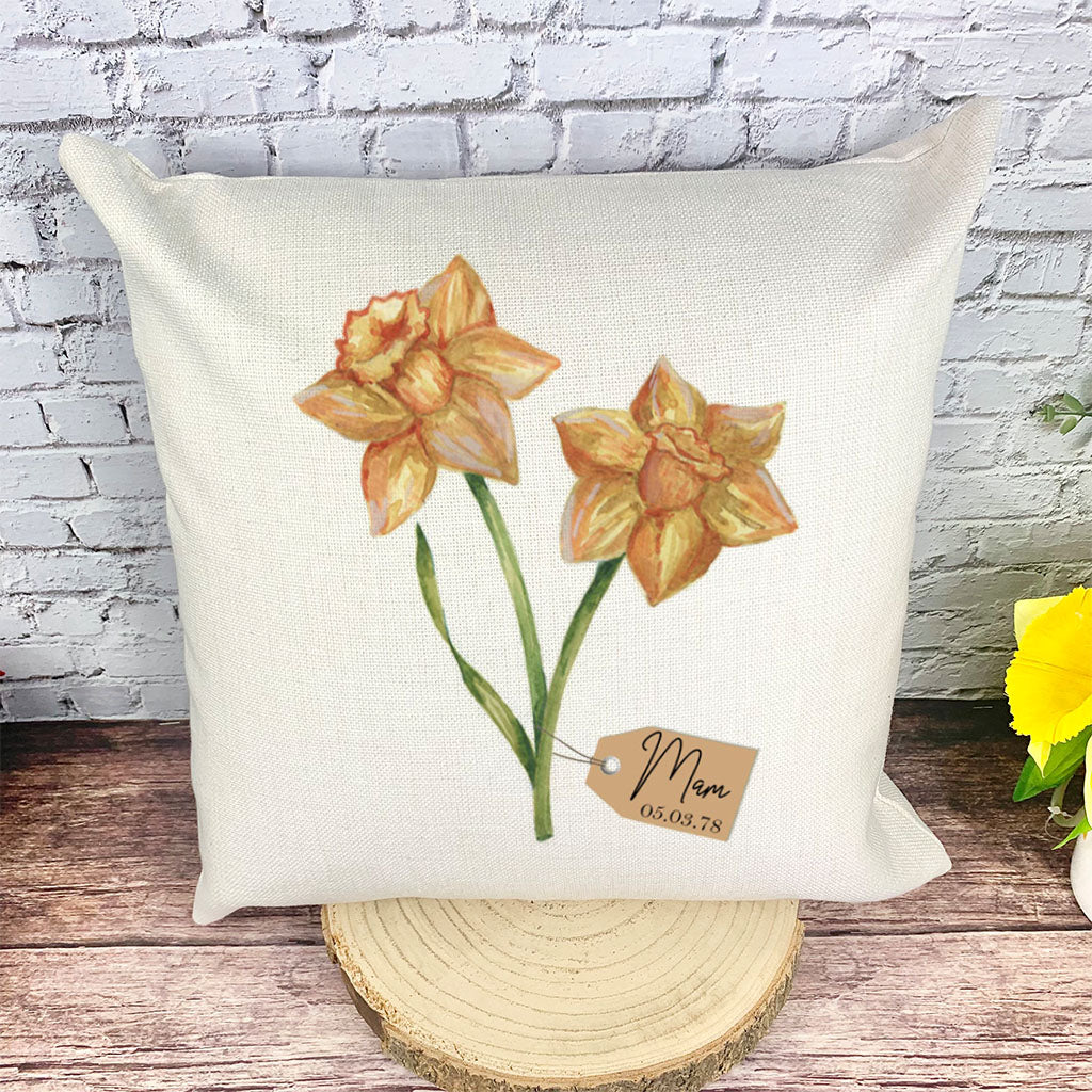 Personalised Daffodil Linen Cushion