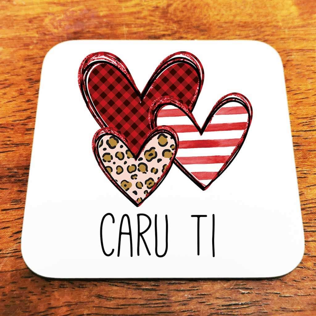 Caru Ti Mug and coaster - Welsh love gift
