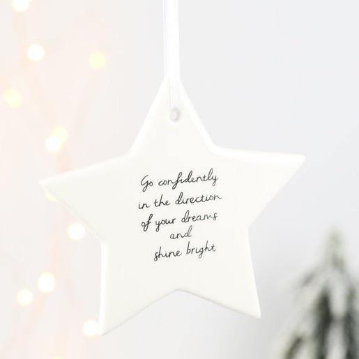 'Go Confidently' Hanging Ceramic Star Decoration - Lush and Tidy 