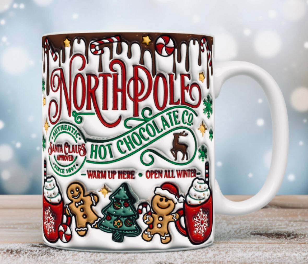 North Pole 3D effect Christmas mug loop