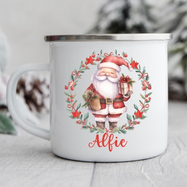 Personalised Santa Enamel mug
