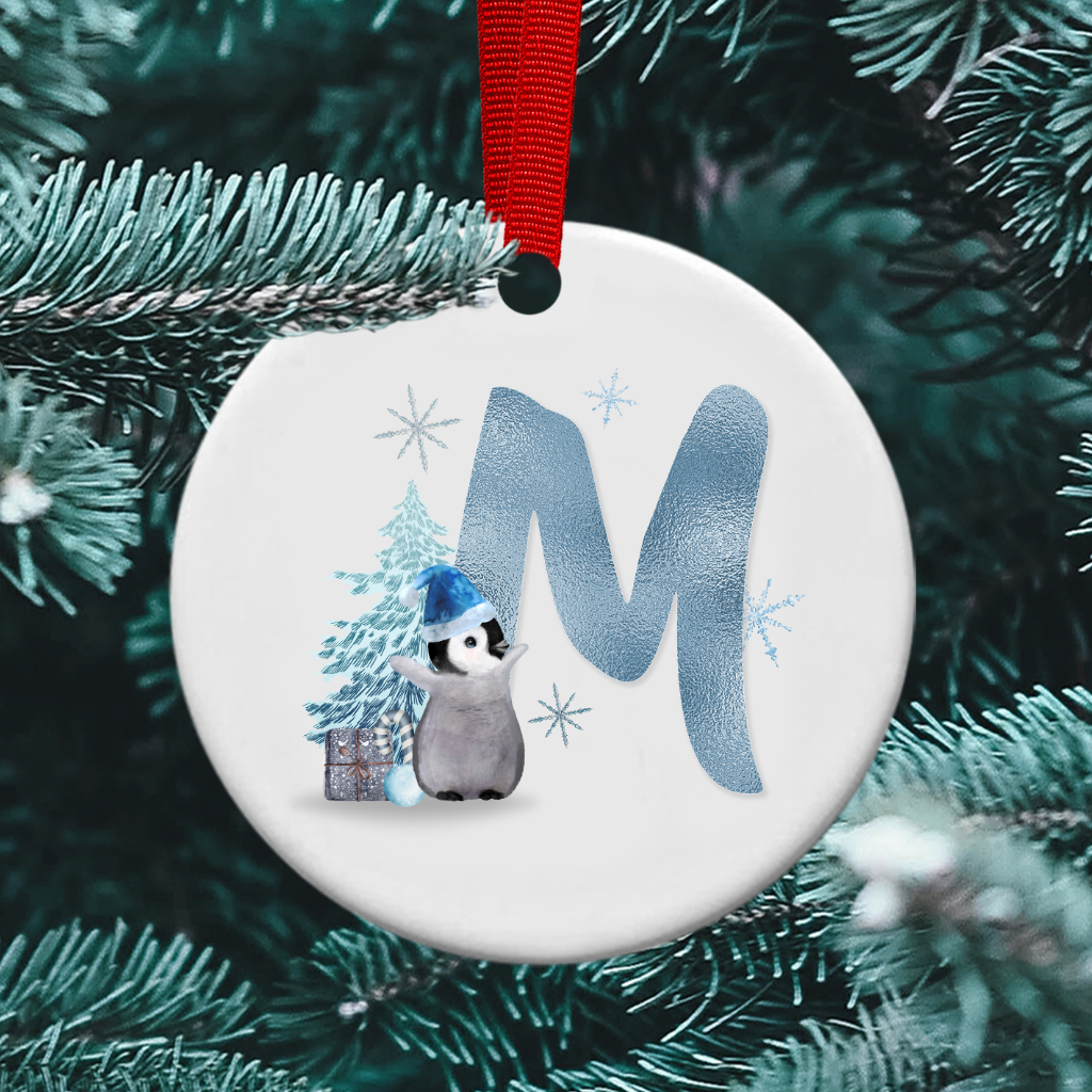 Personalised Initial Christmas Penguin Decoration