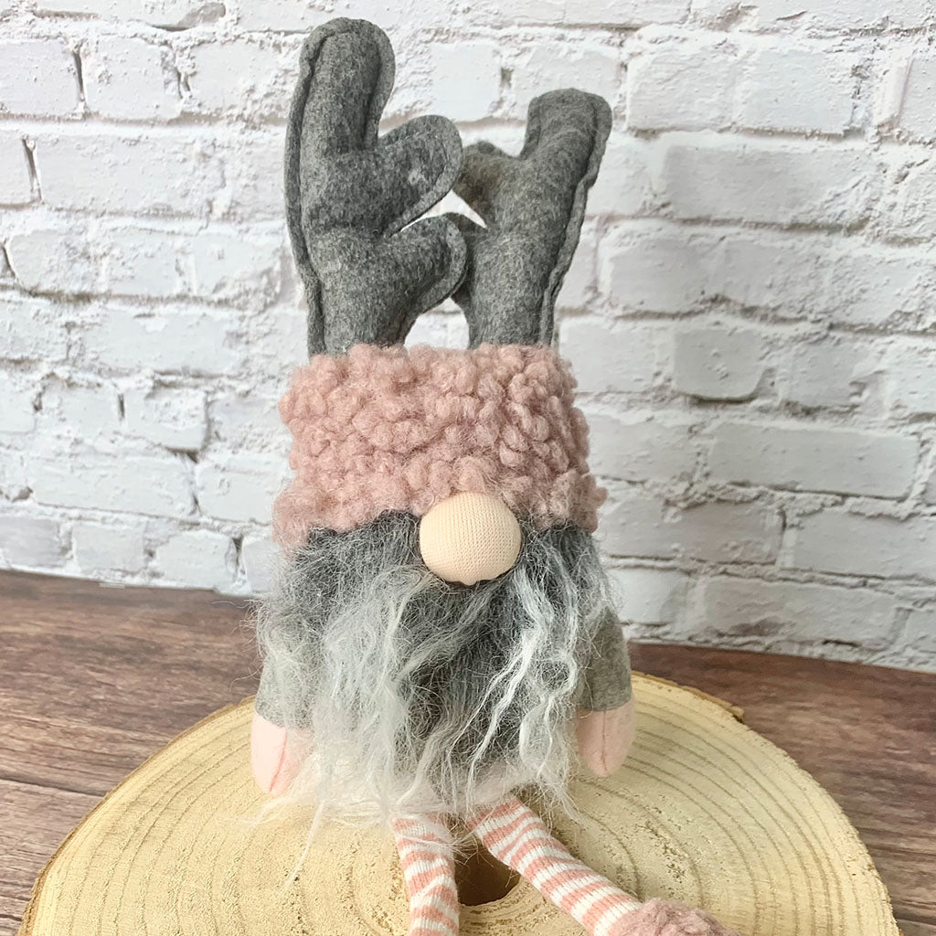 Small Pink/Grey Fabric Sitting Gonk