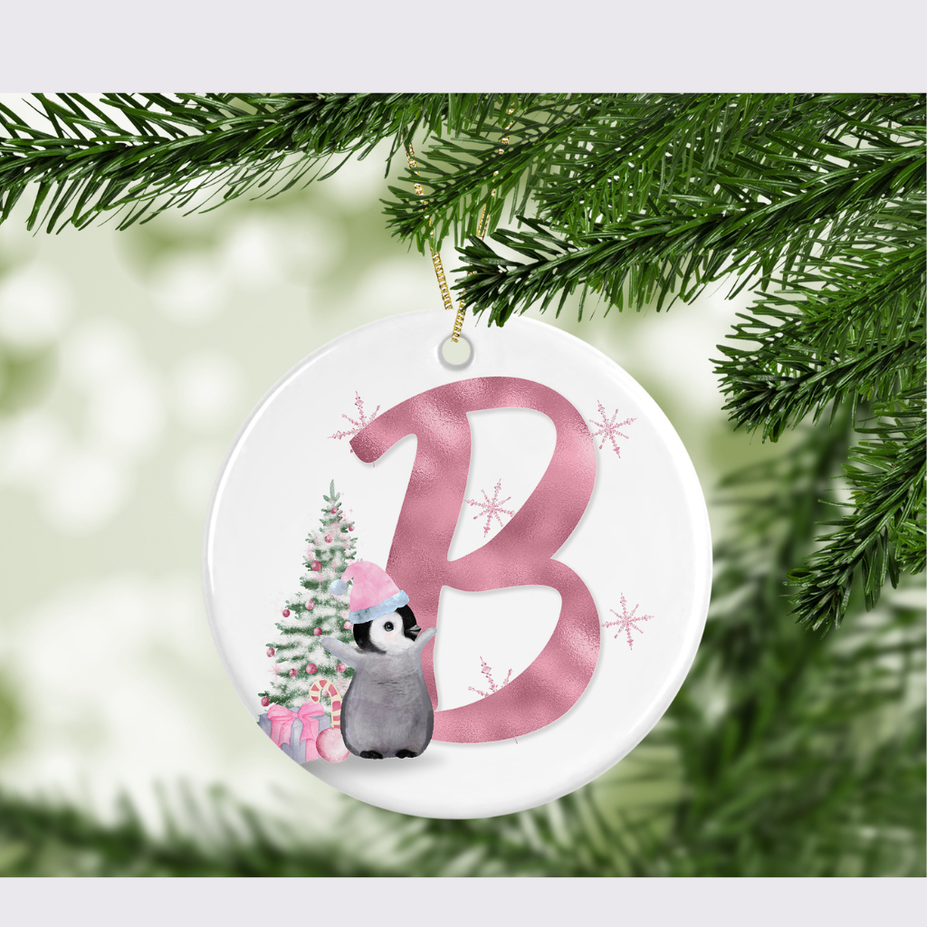 Personalised Initial Christmas Penguin Decoration
