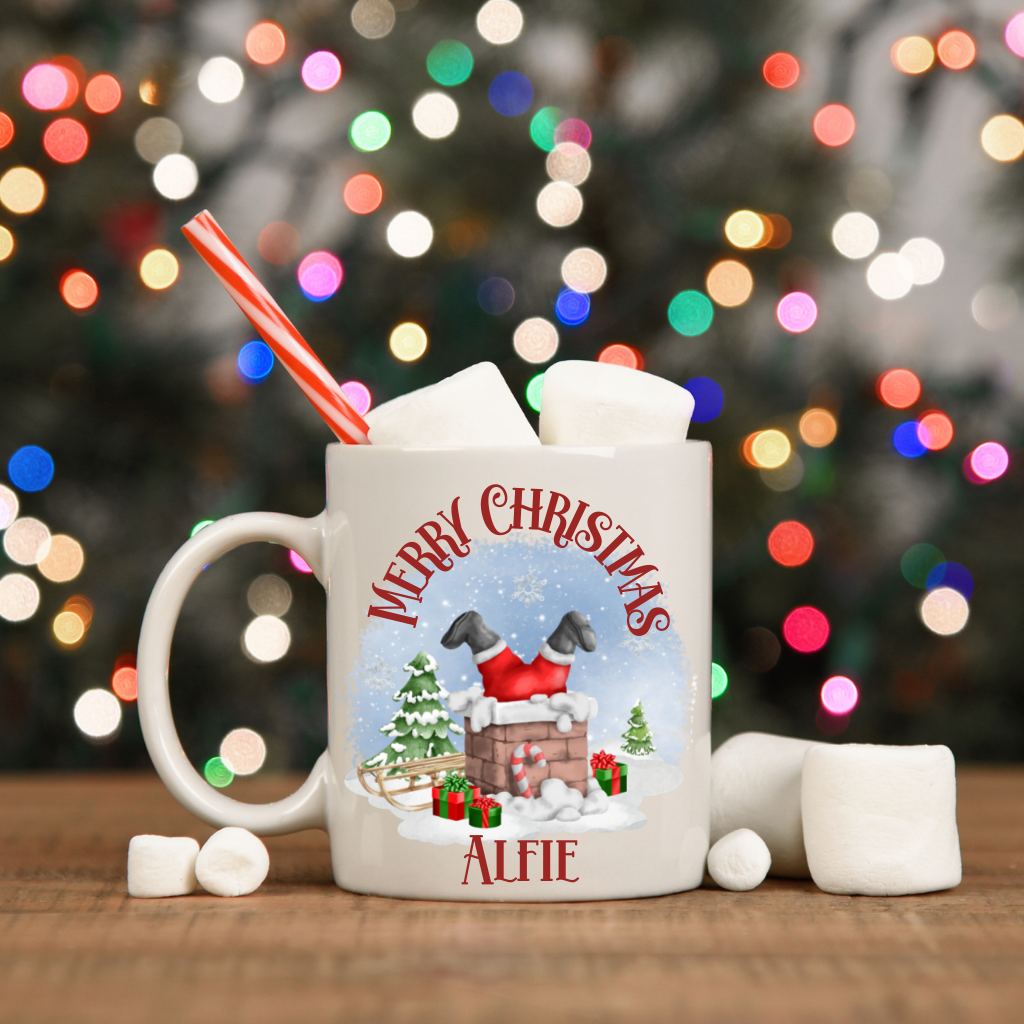 Personalised Santa stuck in Chimney Mug