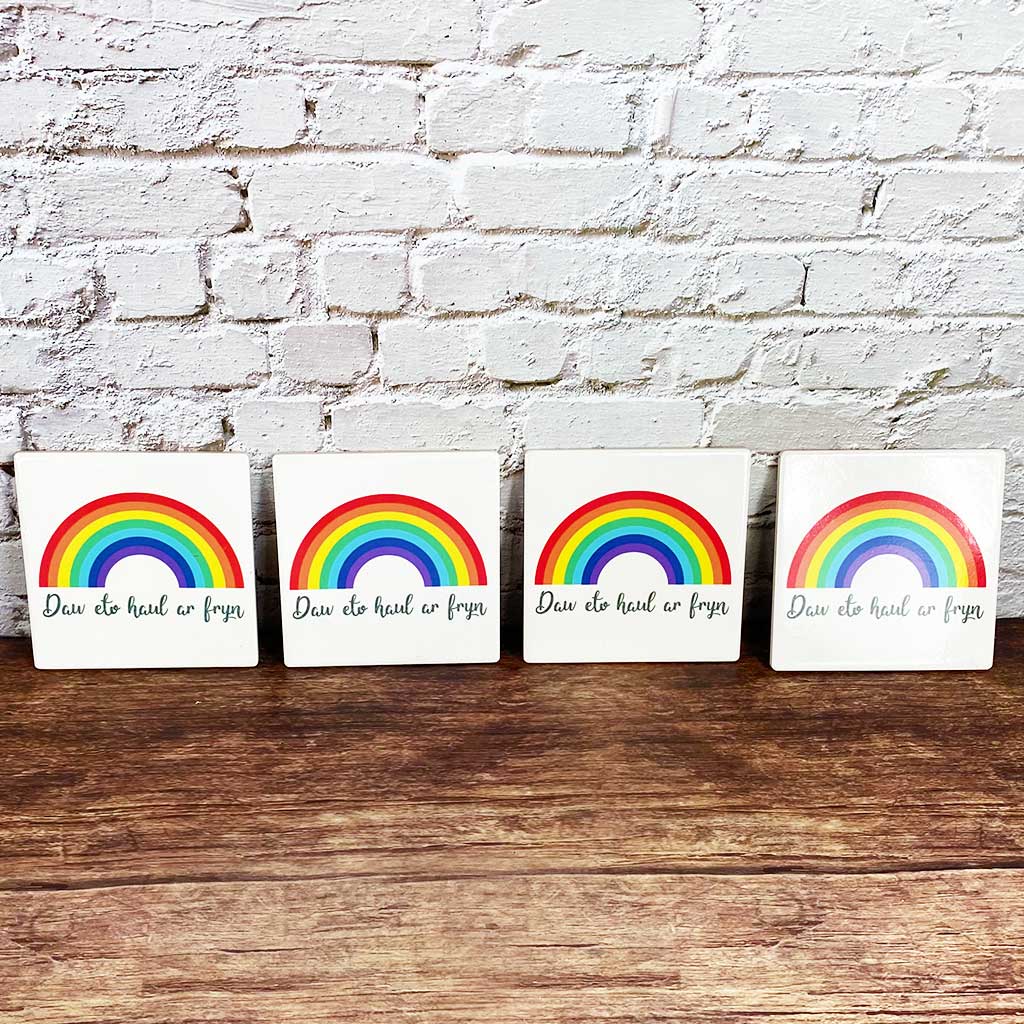 Welsh rainbow coasters - set of 4 or individual