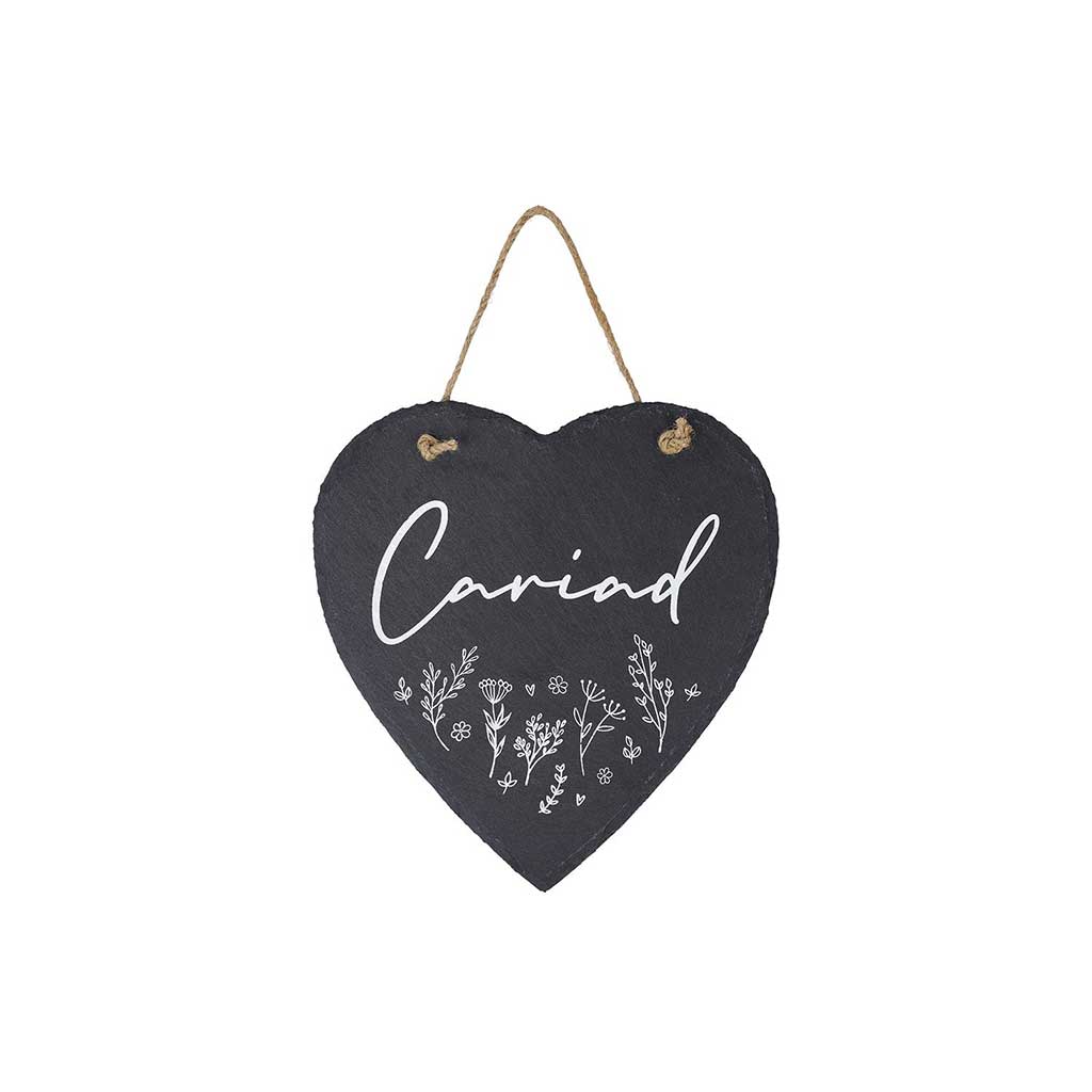 Cariad heart slate hanger