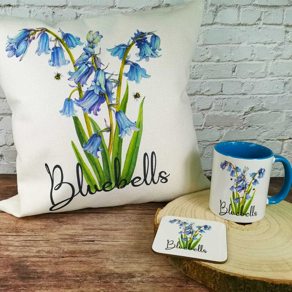 Bluebells Gift Bundle - Cushion, mug and coaster