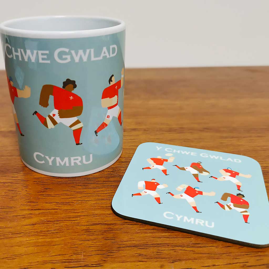 Y Chwe Gwlad Cymru Mug and Coaster