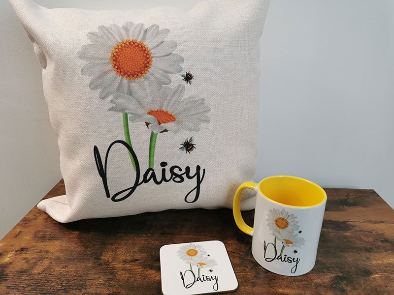 Daisy Gift Bundle - Cushion, Mug and Coaster