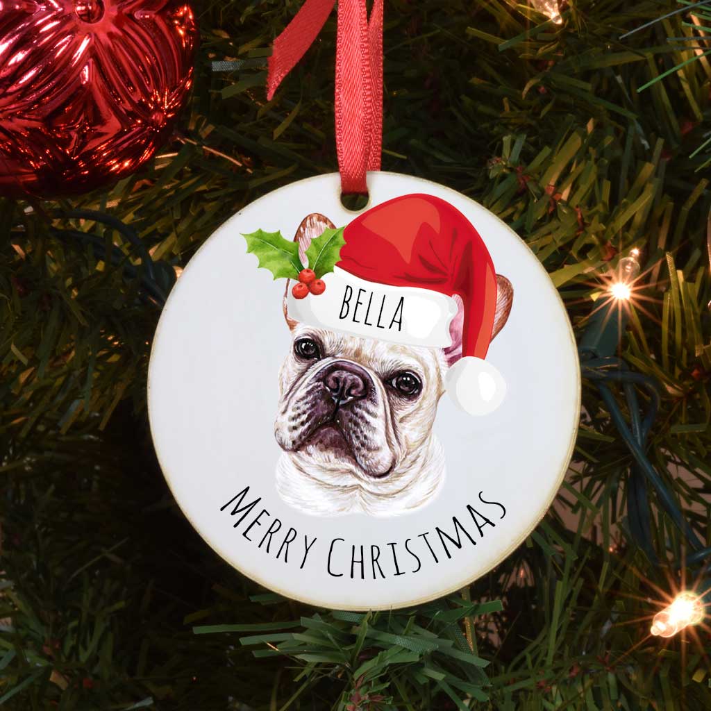 Personalised Dog Santa Hat Christmas Tree Hanger