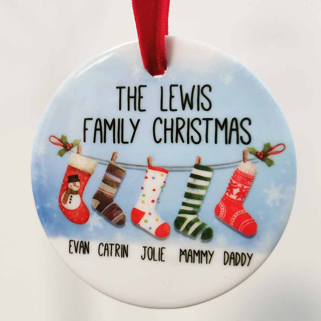 Personalised Family Christmas Stocking Hanging Decoration