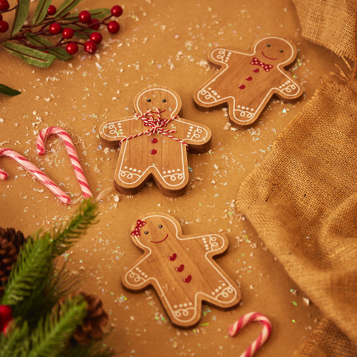 Gingerbread Christmas Coasters (Pack of 2)
