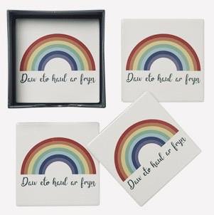 Welsh rainbow coasters - set of 4 - Lush and Tidy 