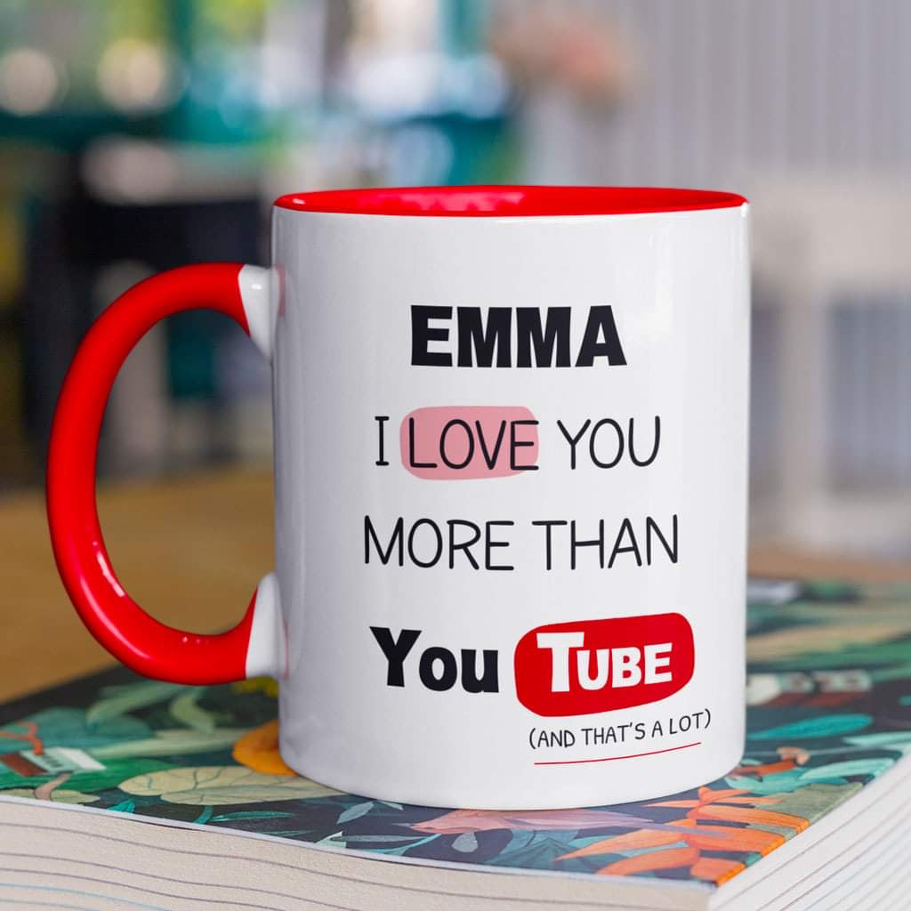 Personalised  "I Love You More Than You Tube" Mug and Coaster