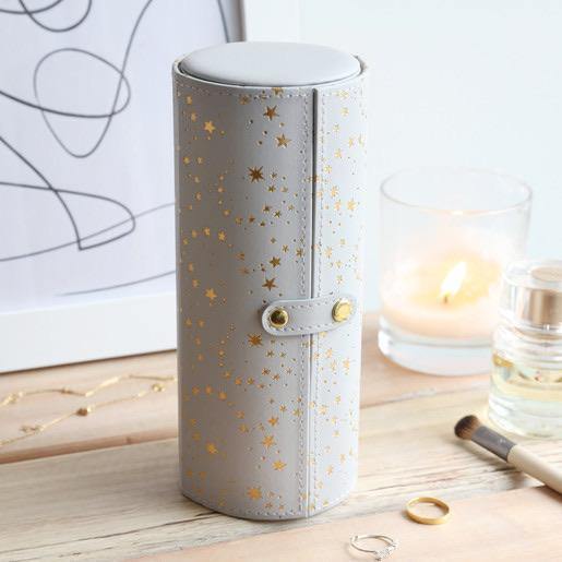 Gold Star Travel Jewellery Tube in Grey - Lush and Tidy 
