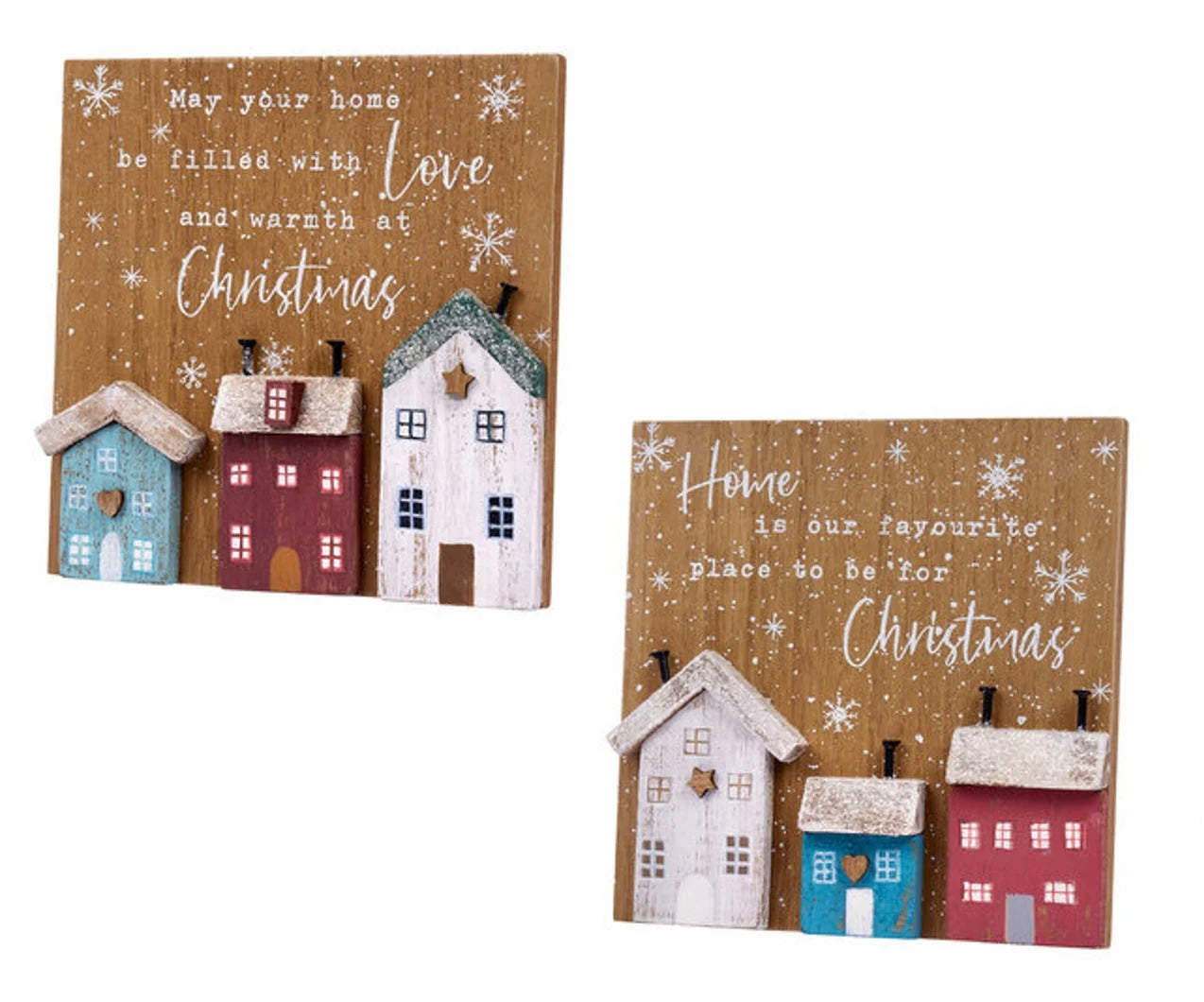 Christmas House 3D Plaques - 2 assorted designs