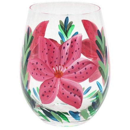 Pink Lily  Stemless Glass