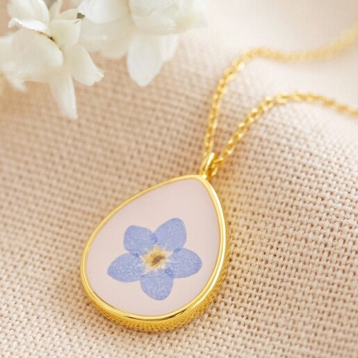 Forget Me Not Flower Necklace in Gold