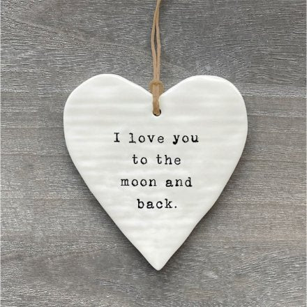 Porcelain round heart - to the moon and back