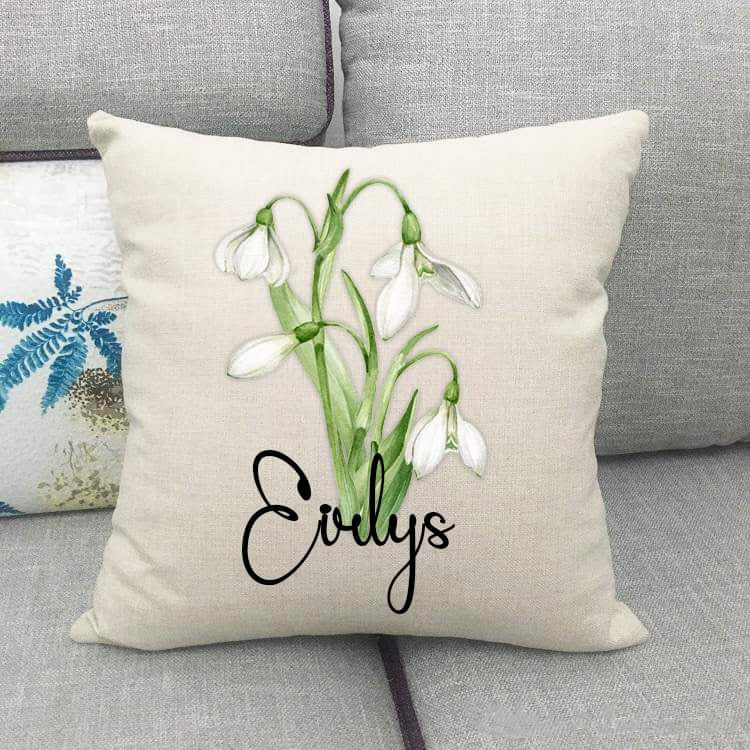 Personalised Flower linen cushion