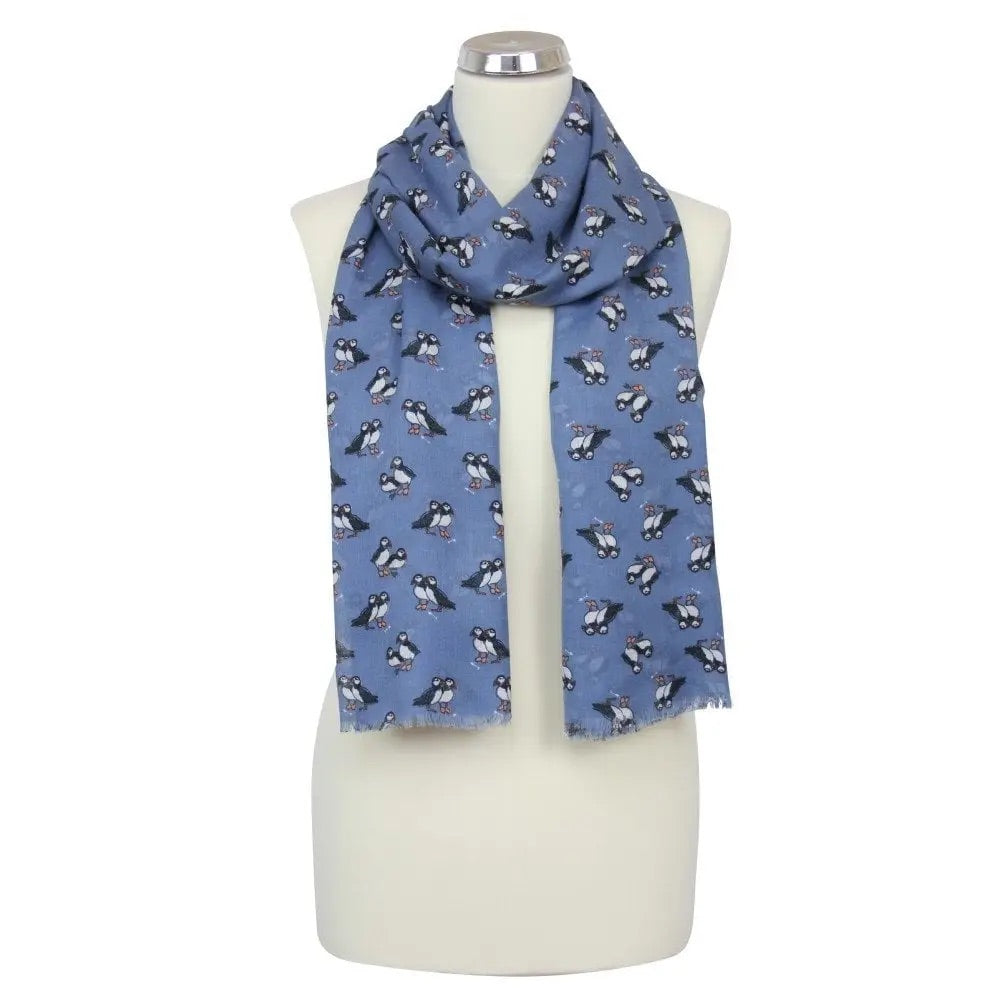 Puffin Print Scarf - Navy