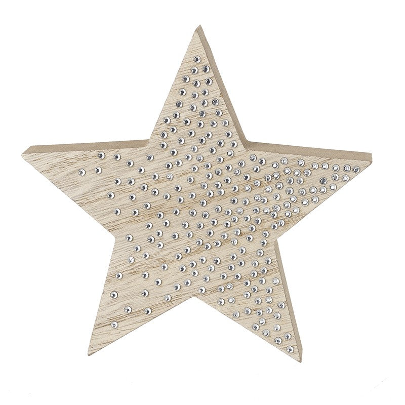 Festive Wooden Star with studs