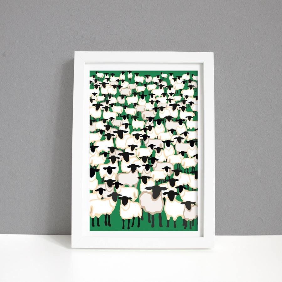 Crowd of sheep A4 Print