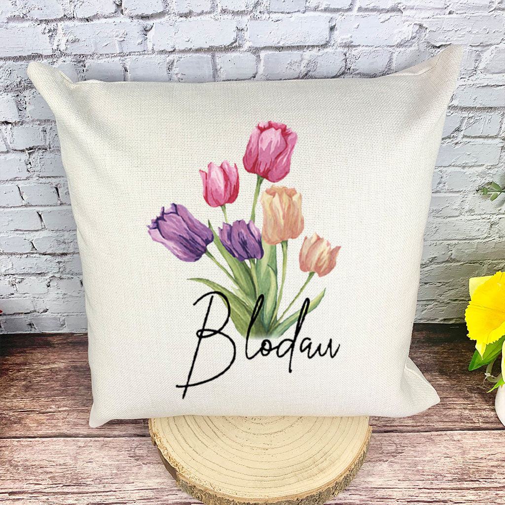 Tulips Blodau - Flower Linen Cushion