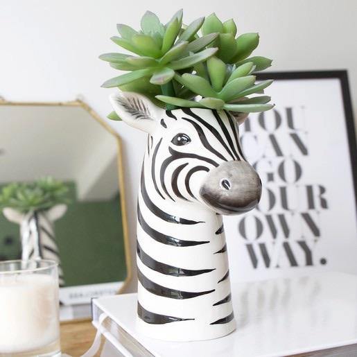 Ceramic Zebra Head Vase - Lush and Tidy 