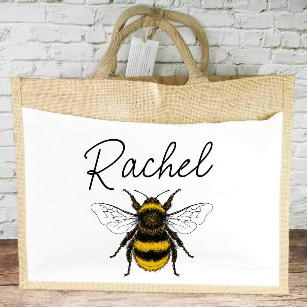 Personalised Queen Bee Jute Bag - Large