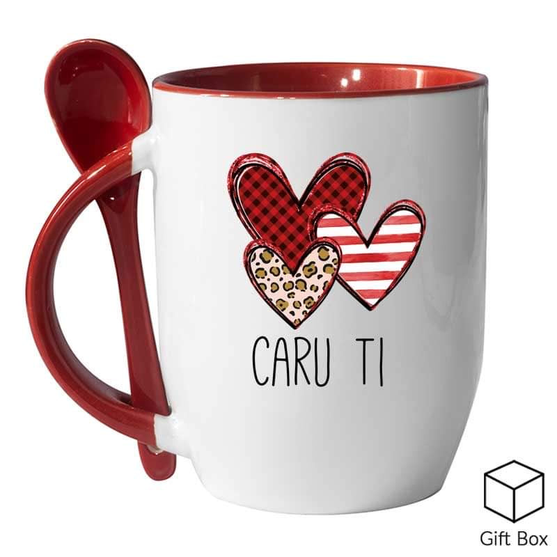 Caru Ti Mug with spoon - Welsh love gift