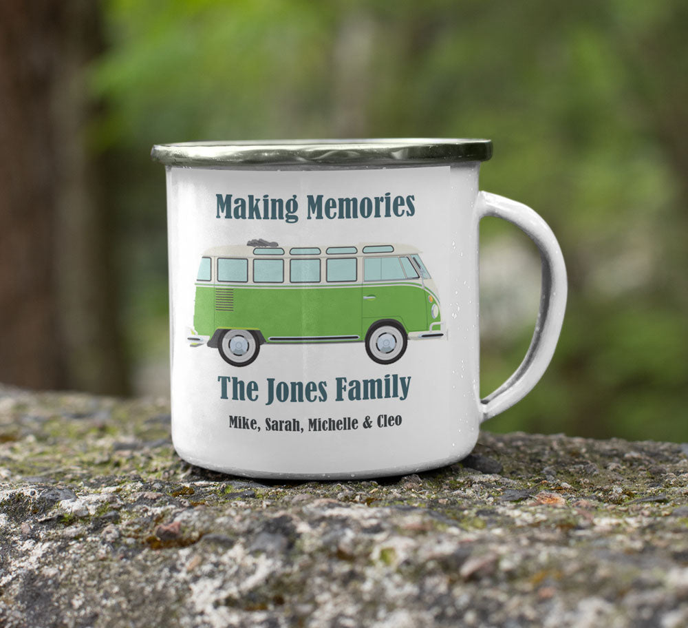 Personalised Making Memories VW Van Enamel Mug