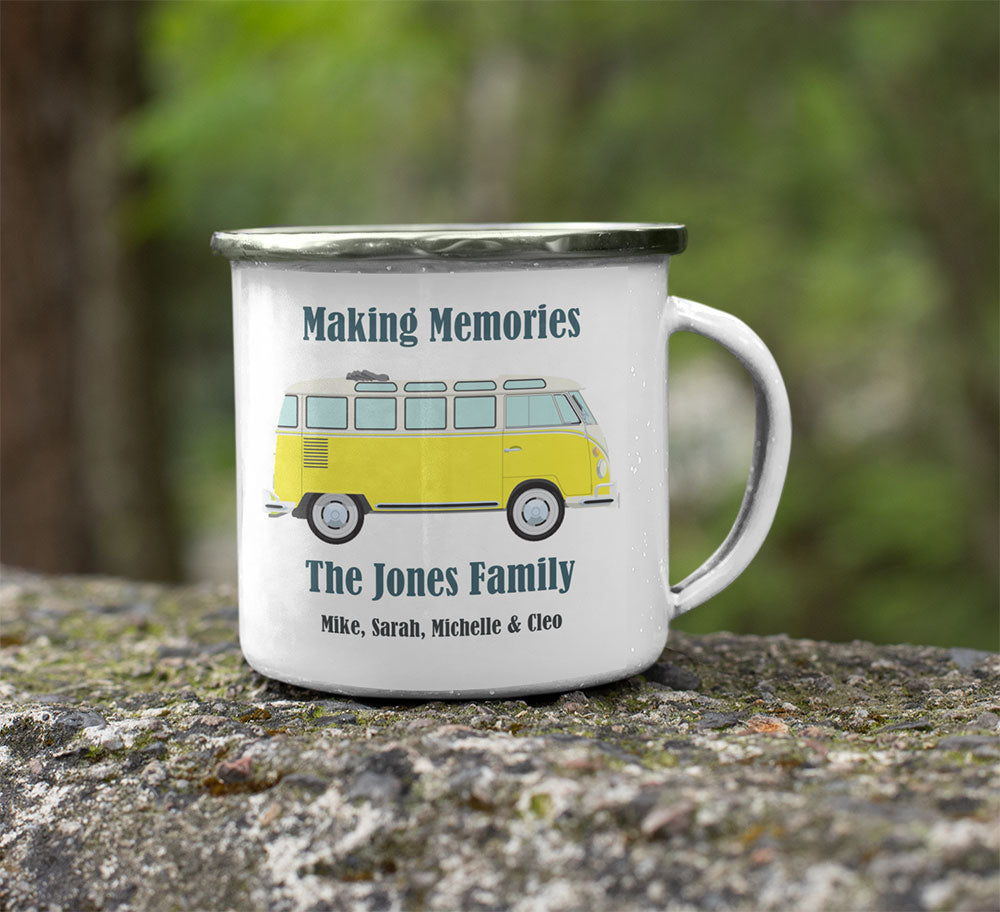 Personalised Making Memories VW Van Enamel Mug