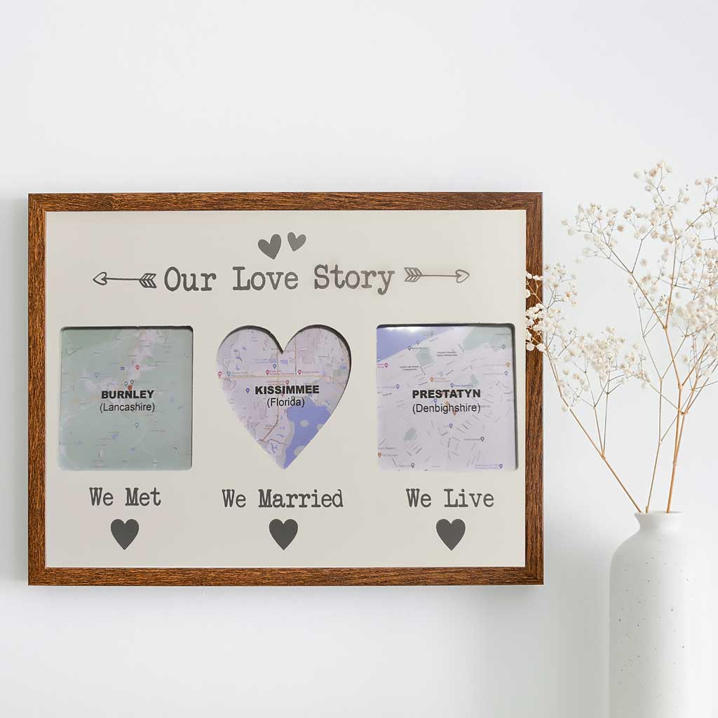 Our Love Story Triple Wooden Frame, 30cm