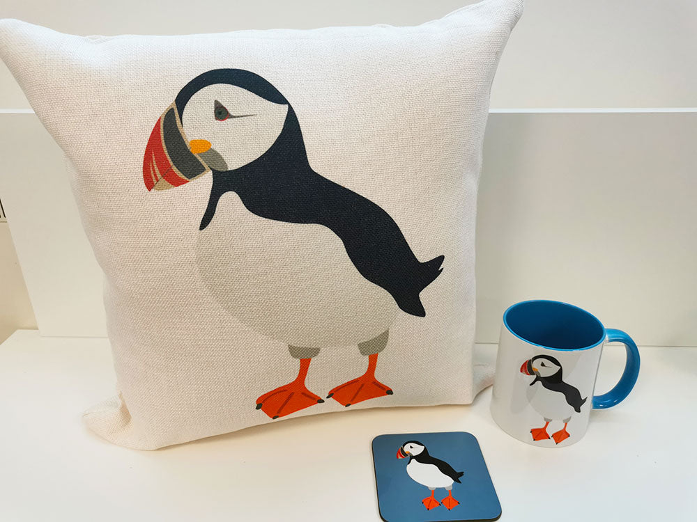 Percy Puffin Linen Cushion