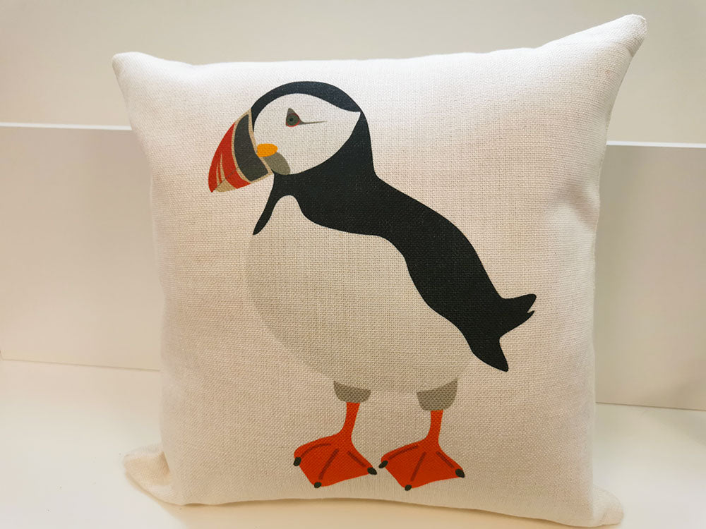 Percy Puffin Linen Cushion
