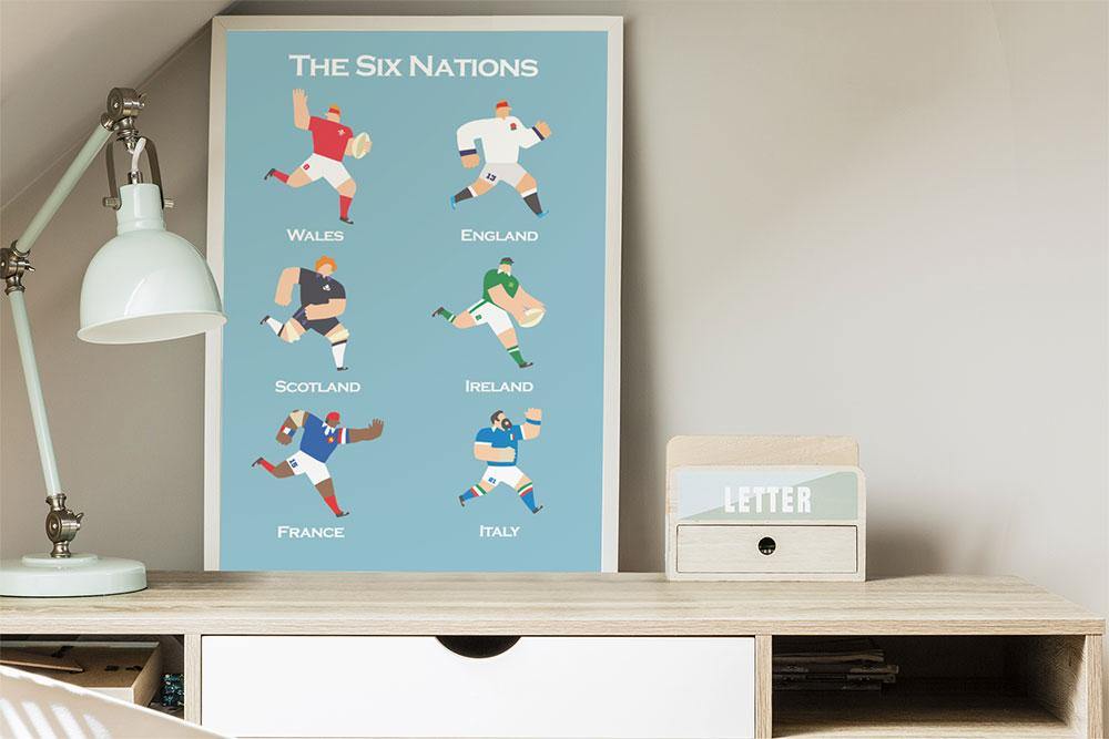 Six Nations Rugby A4 Print - Lush and Tidy 