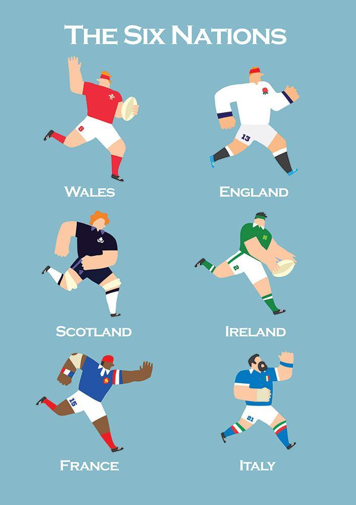 Six Nations Rugby A4 Print - Lush and Tidy 