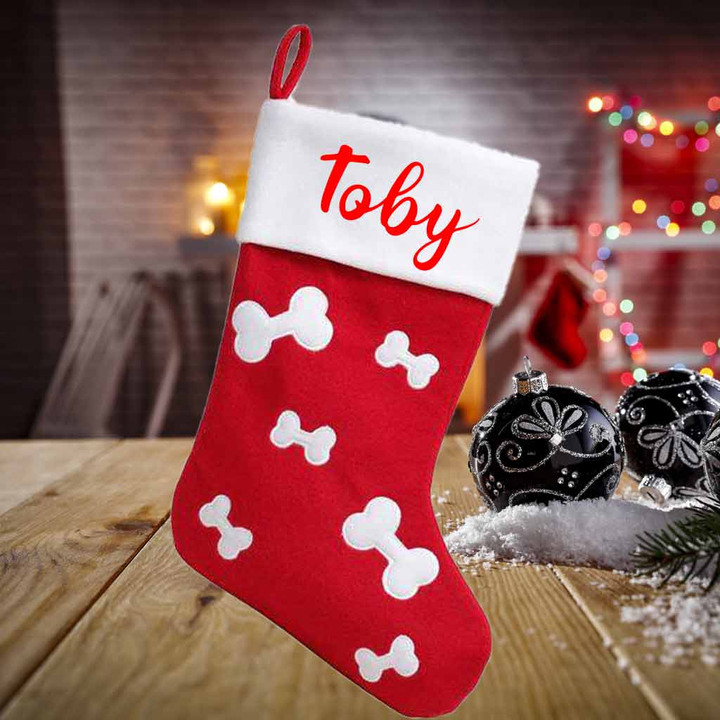 Deluxe Personalised Pet Christmas Stocking - Red or Grey