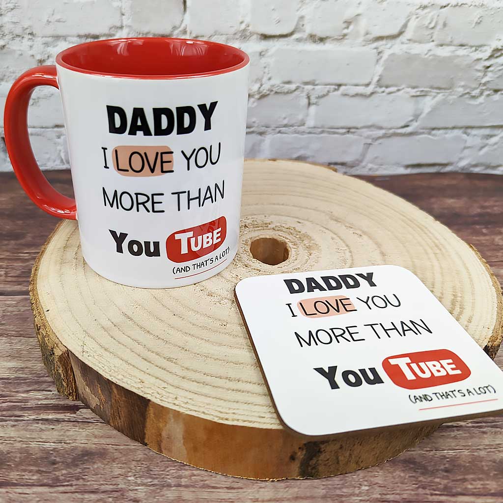 I Love You More Than You Tube Personalised Mug and Coaster